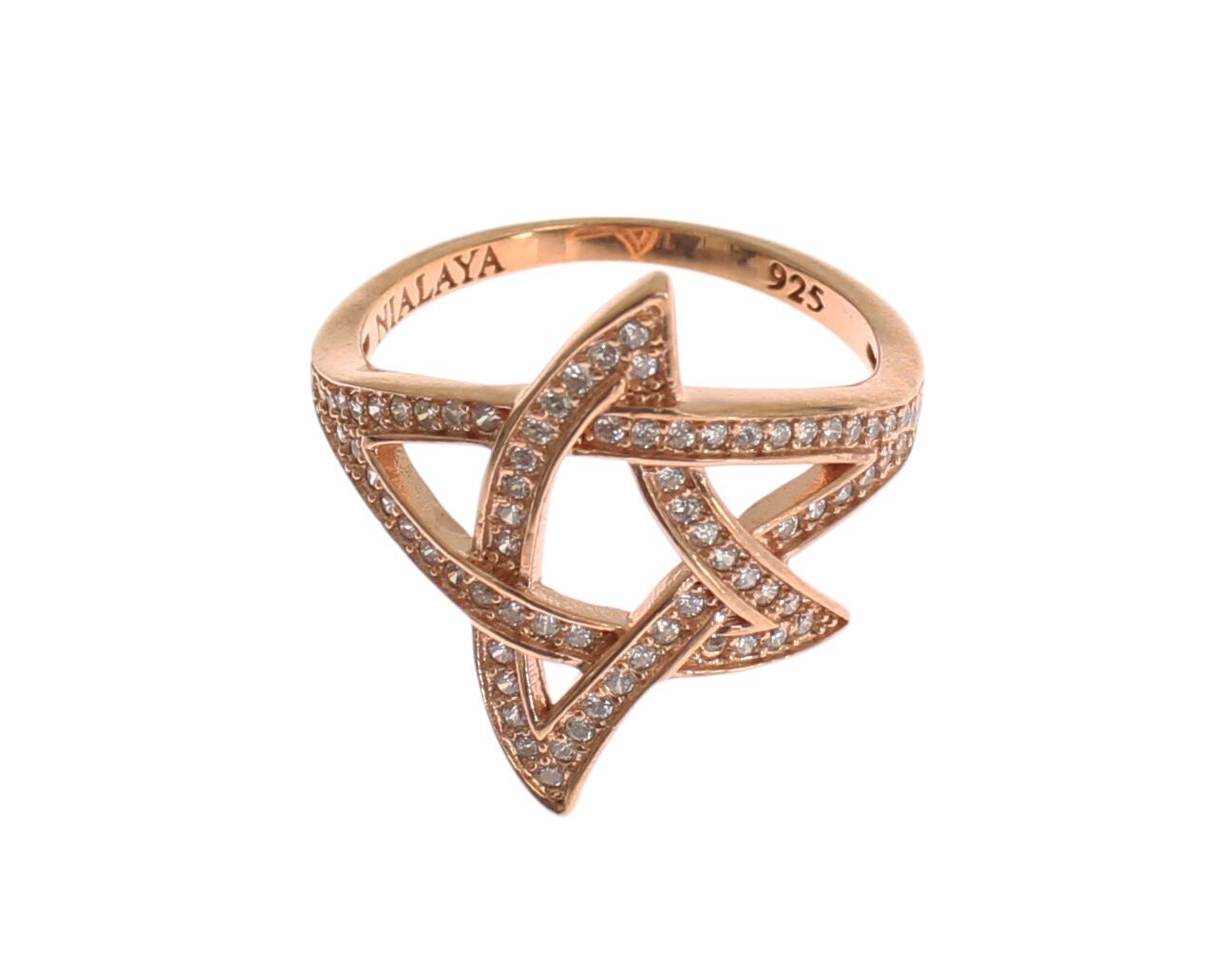 Pink Gold Plated Silver CZ Crystal Ring