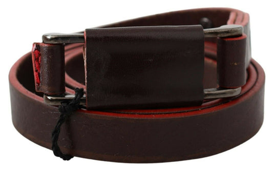 Brown Leather Double Rustic Silver Buckle Belt