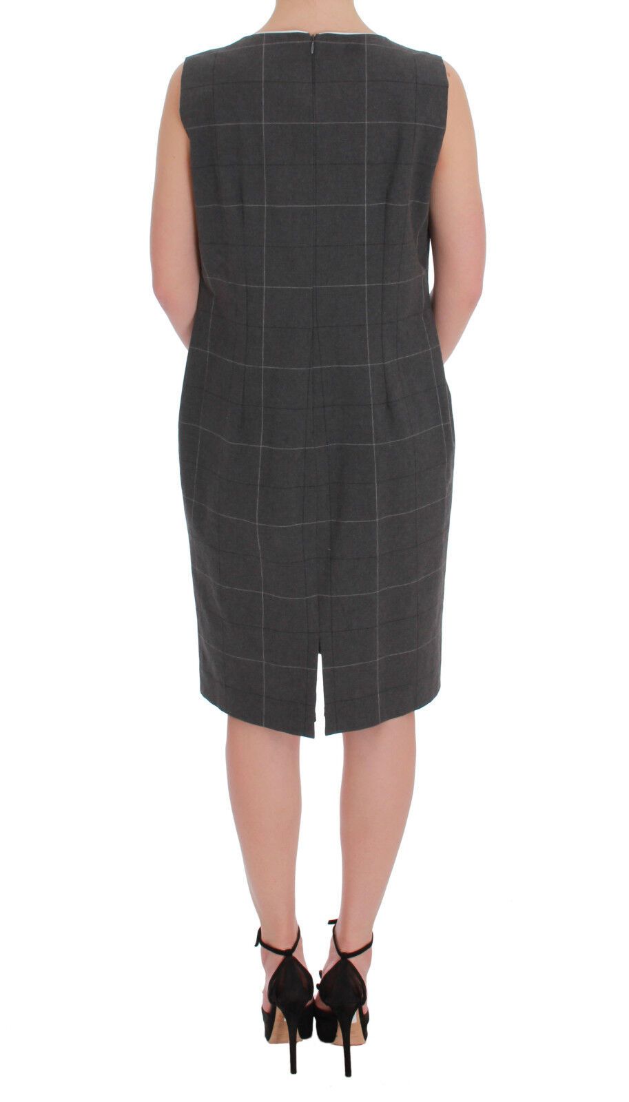 Gray Checkered Cotton Blazer Dress Set Suit