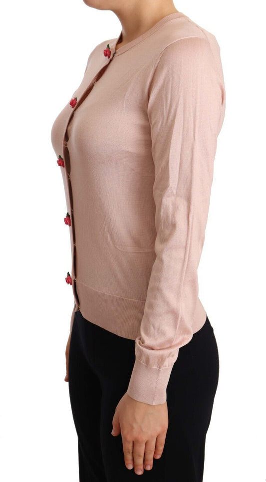 Elegant Silk Pink Cardigan