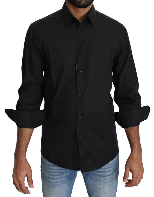 Elegant Black Slim Fit Dress Shirt