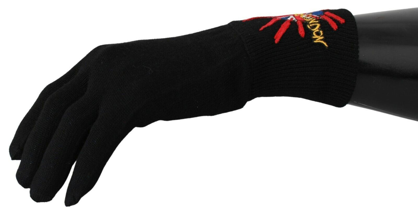 Elegant Black Virgin Wool Gloves