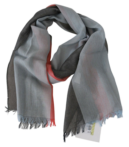 Gray Fringe Neck Wrap Cotton Scarf