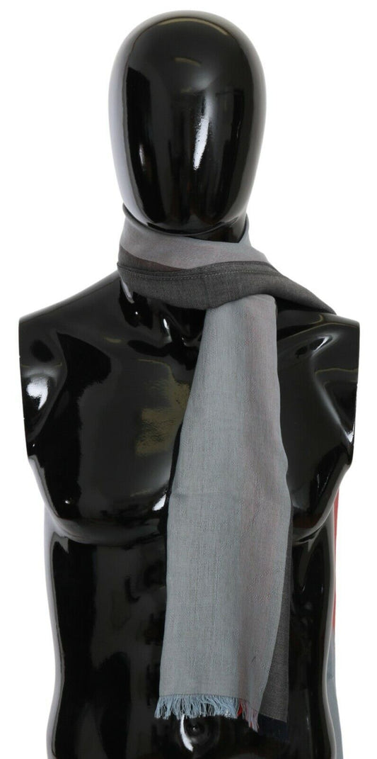 Gray Fringe Neck Wrap Cotton Scarf