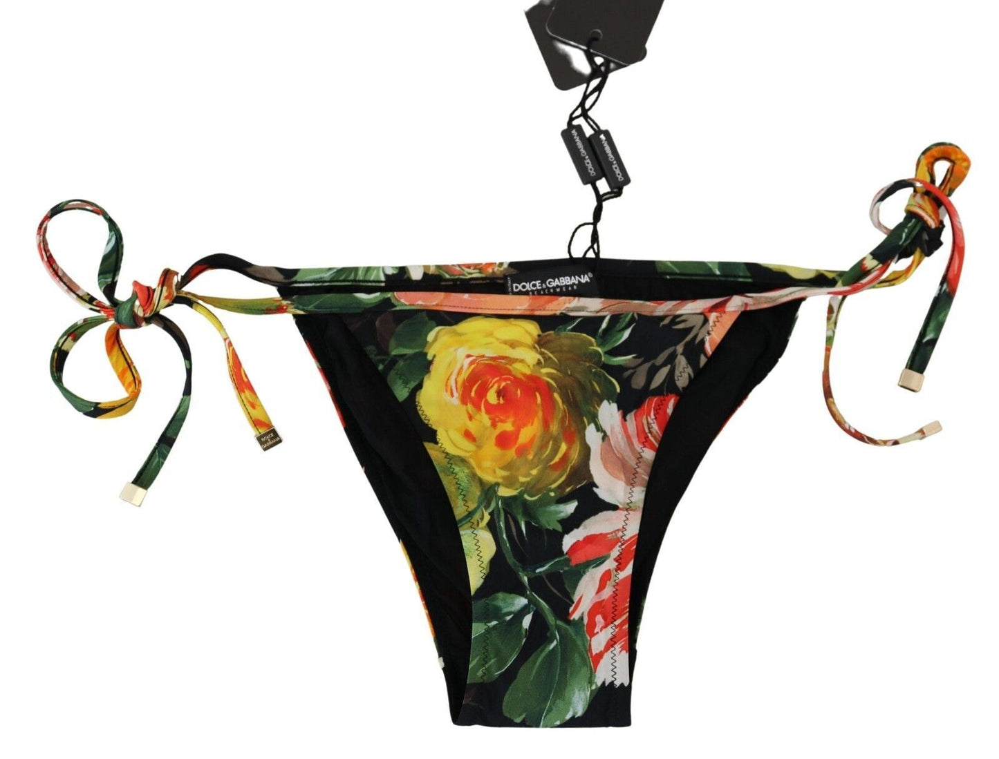 Elegant Floral Bikini Bottoms - Drawstring Closure