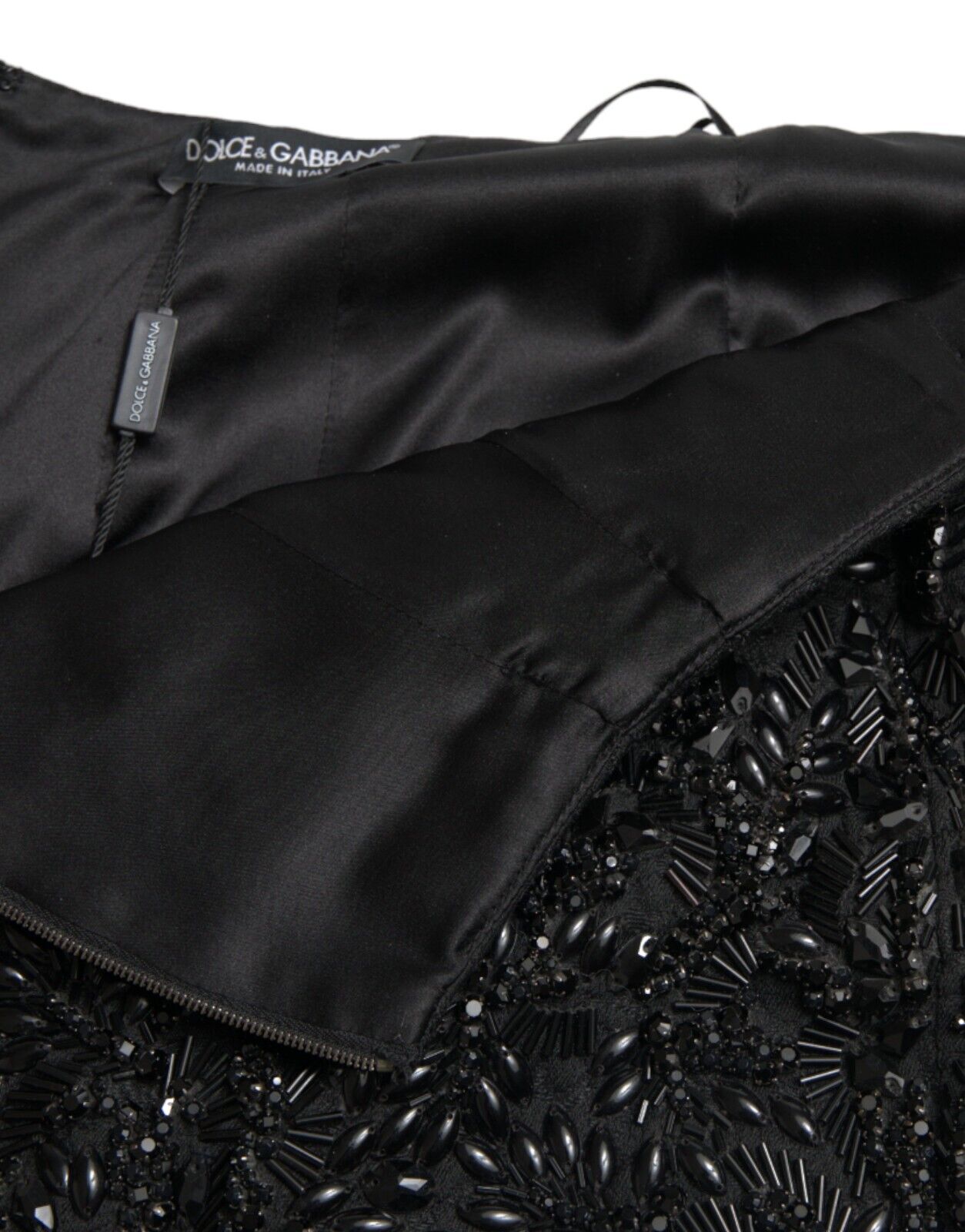 Black Crystal Handmade Knee Pencil Skirt