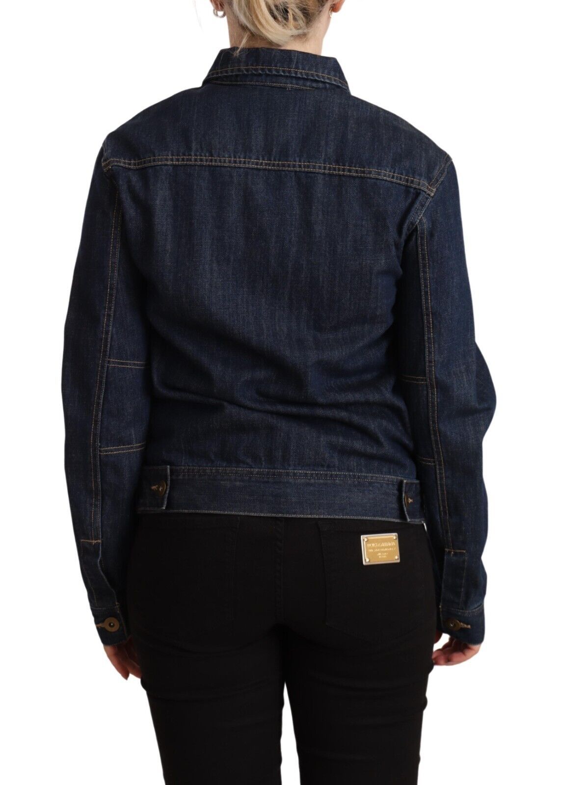 Dark Blue Button Down Long Sleeves Denim Jacket