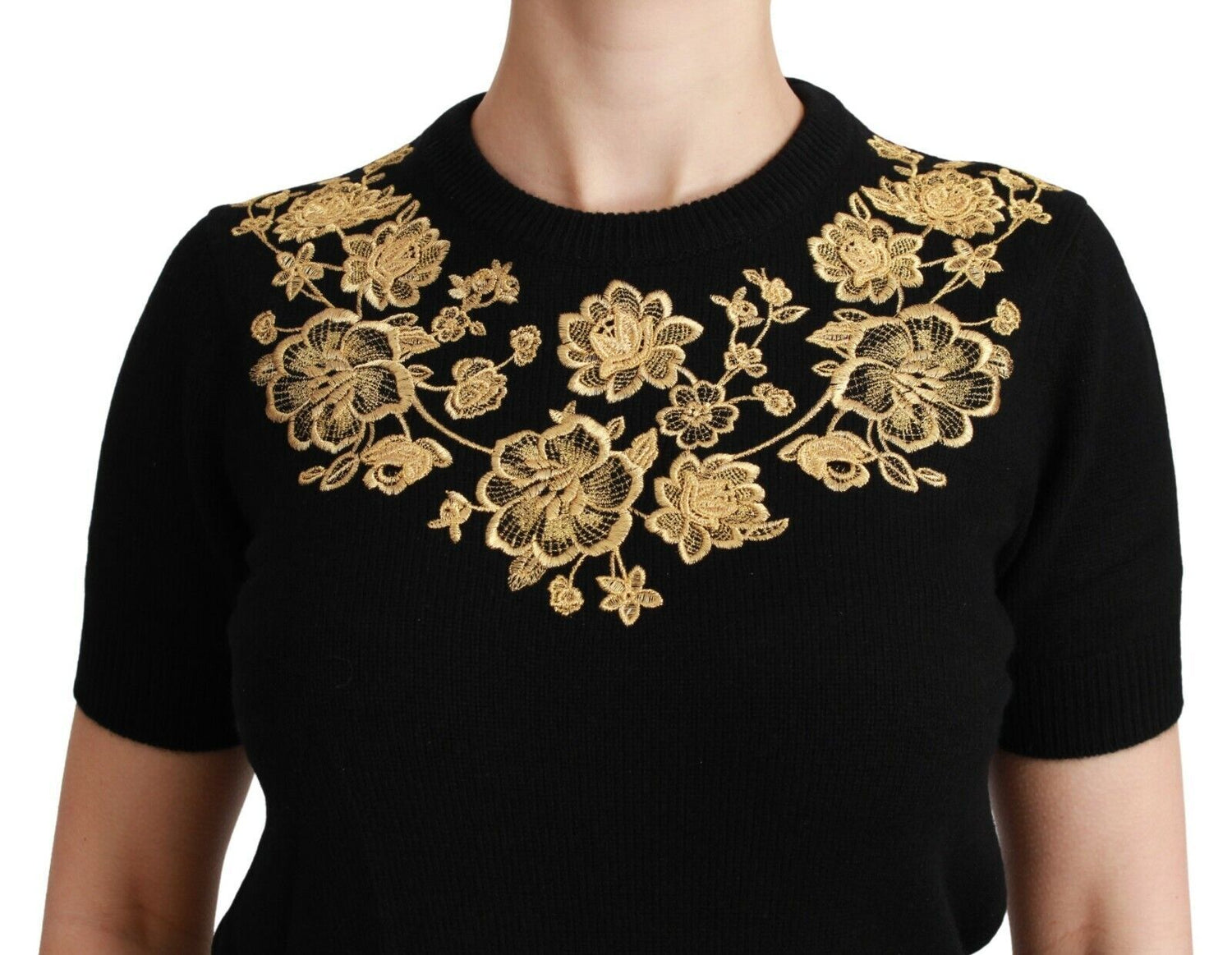 Elegant Black Cashmere Sweater Top