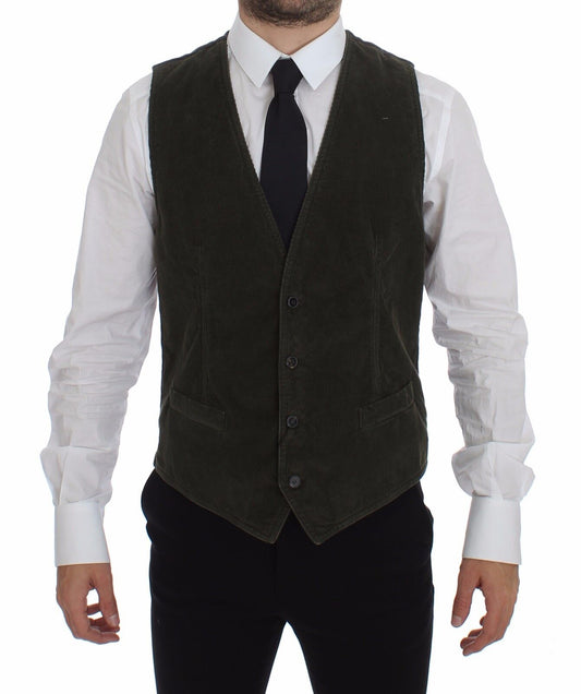 Green Corduroys Single Breasted Vest