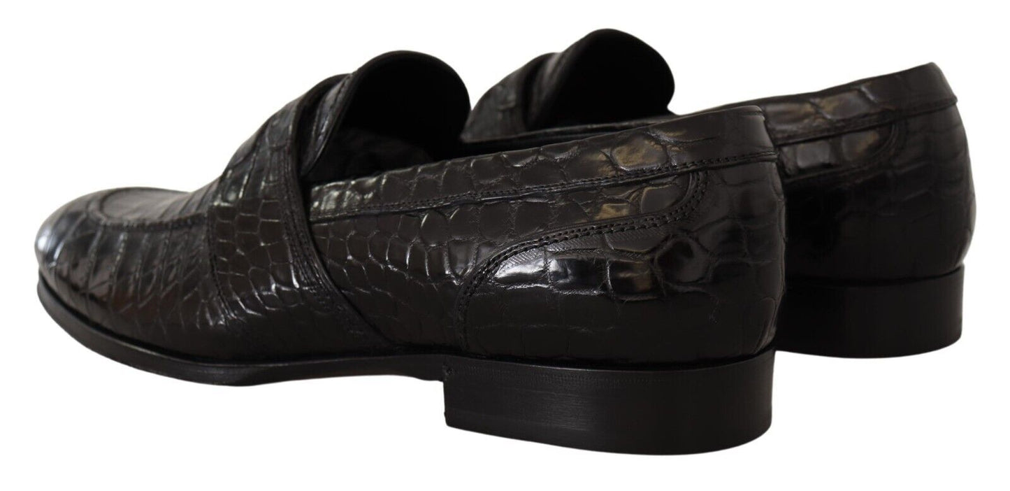 Elegant Crocodile Leather Moccasin Shoes