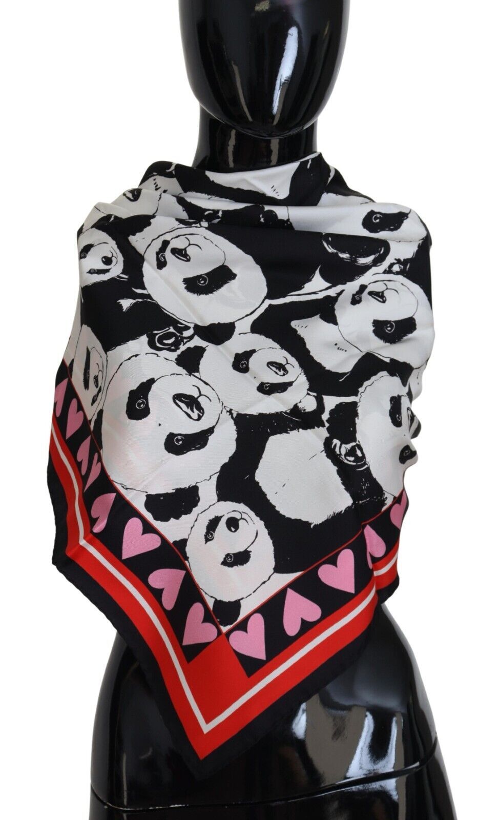 Multicolor Panda Print Silk Shawl Wrap Scarf