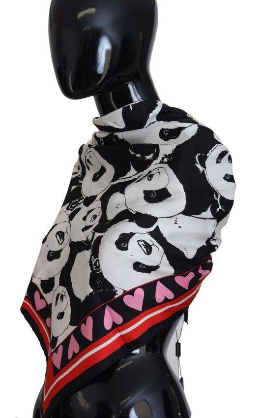 Multicolor Panda Print Silk Shawl Wrap Scarf