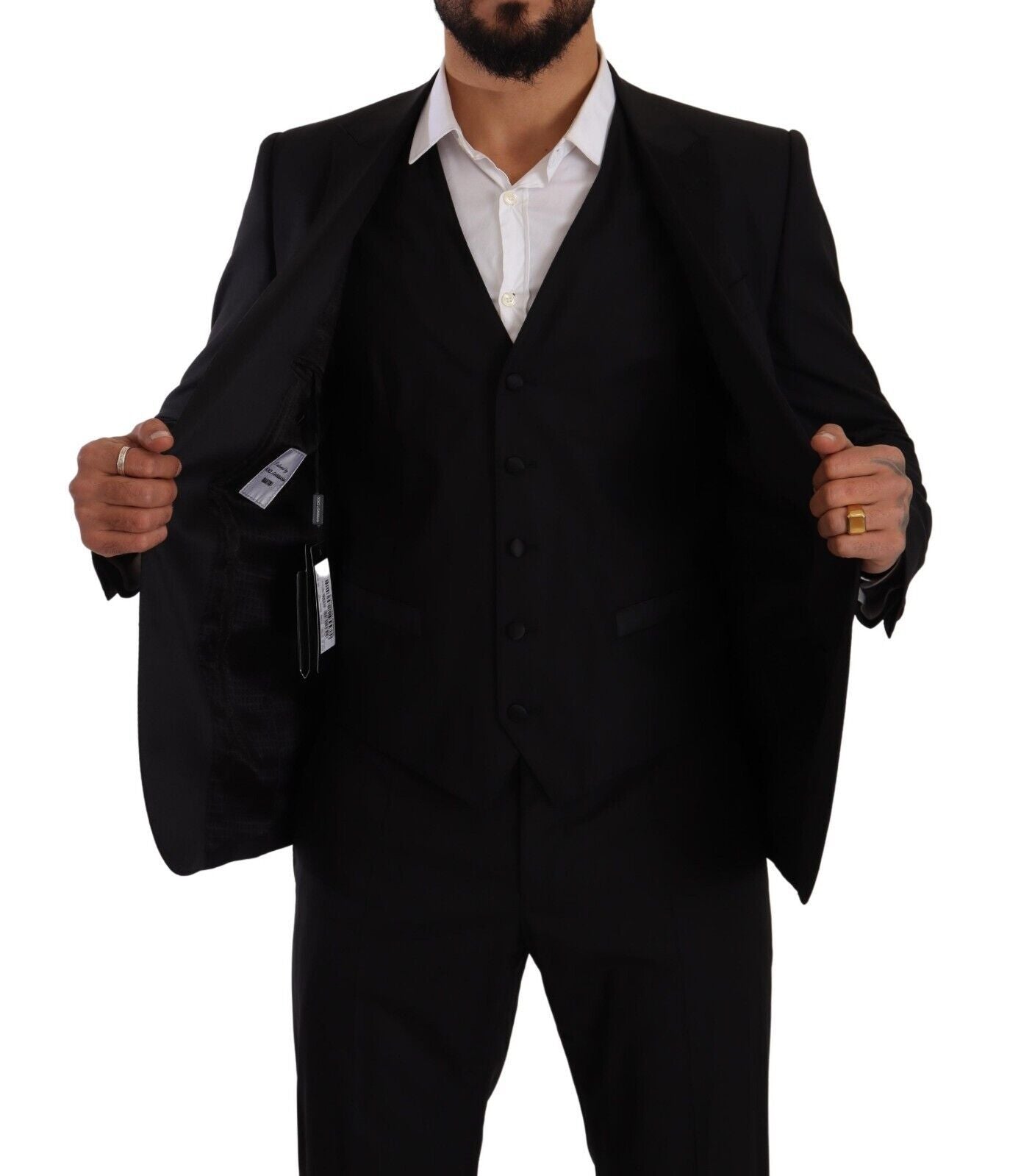 Elegant Black Three-Piece Martini Fit Suit