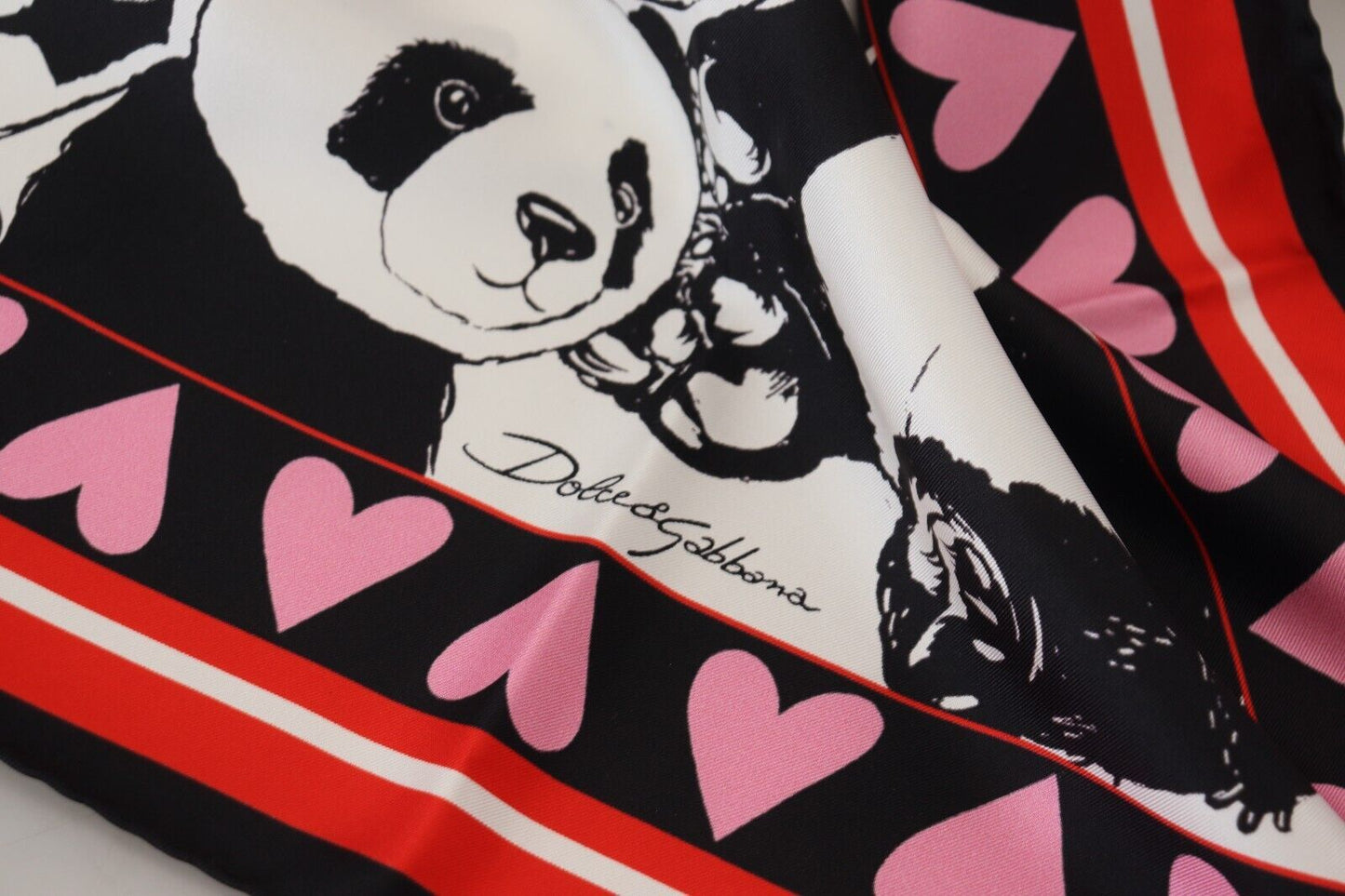 Multicolor Panda Print Silk Shawl Wrap Scarf