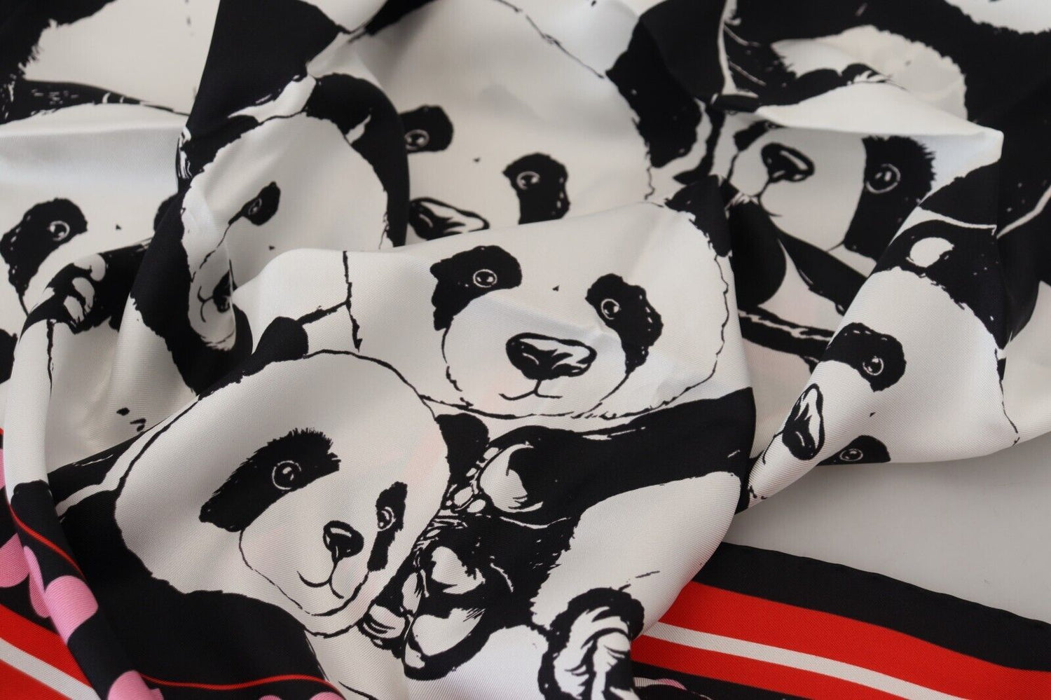 Multicolor Panda Print Silk Shawl Wrap Scarf