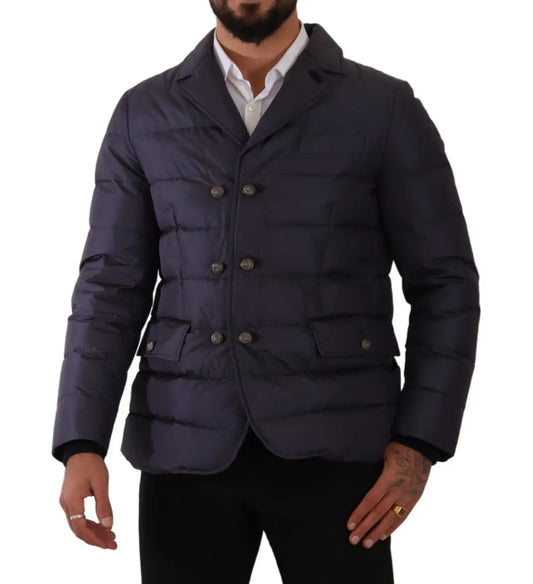 Blue Silk Goat Coat Blouson Winter Jacket