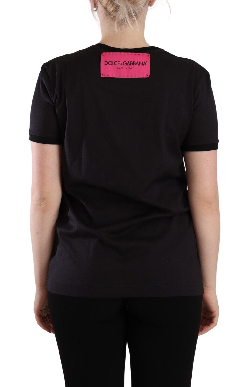 Chic Black Crew Neck Logo Tee