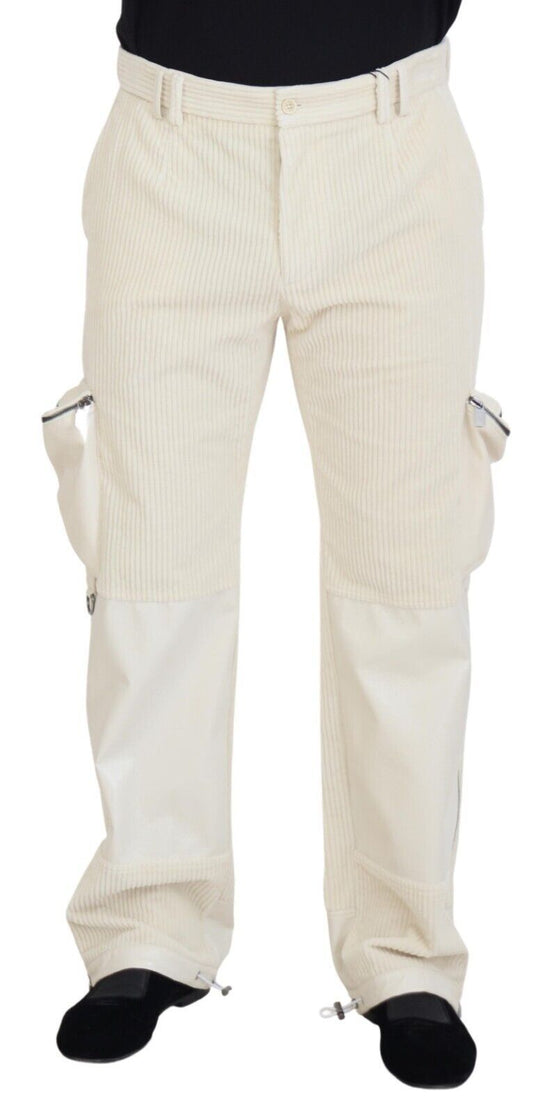 Elegant Off White Cotton Blend Pants