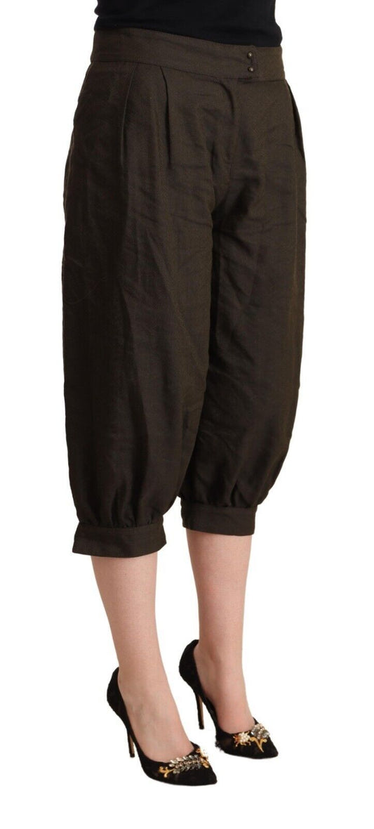 Brown Viscose Cropped Harem Pants