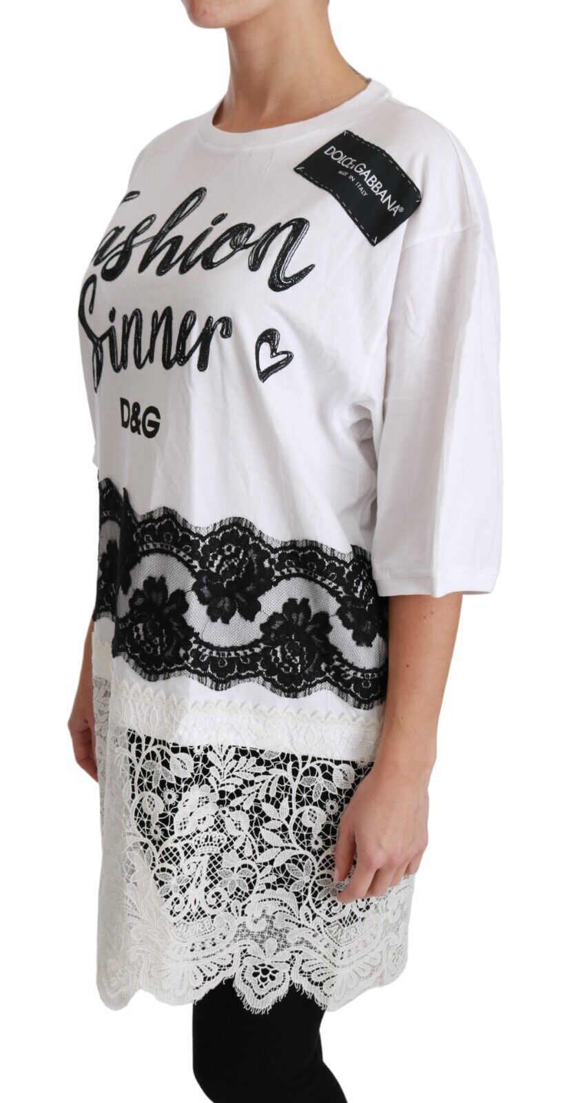 White Fashion Sinner Cotton Lace T-shirt Top