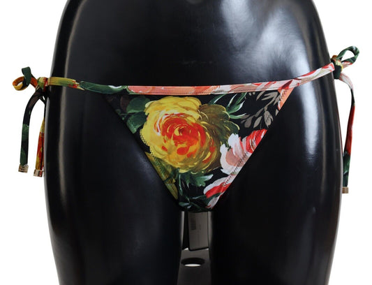 Elegant Floral Bikini Bottoms - Drawstring Closure