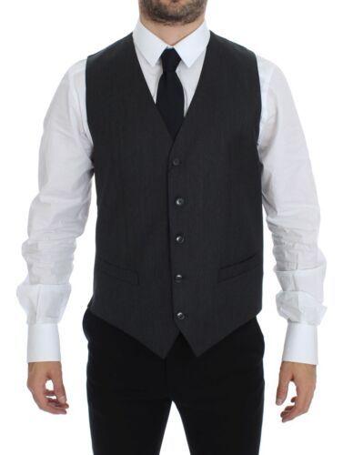 Gray Wool Formal Dress Vest Gilet Weste