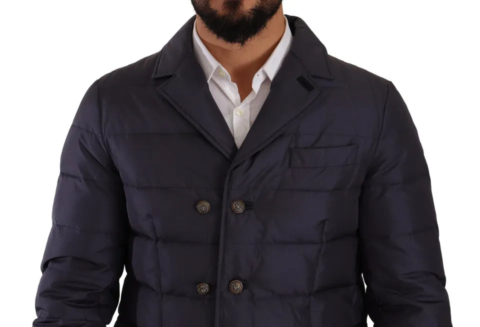 Blue Silk Goat Coat Blouson Winter Jacket