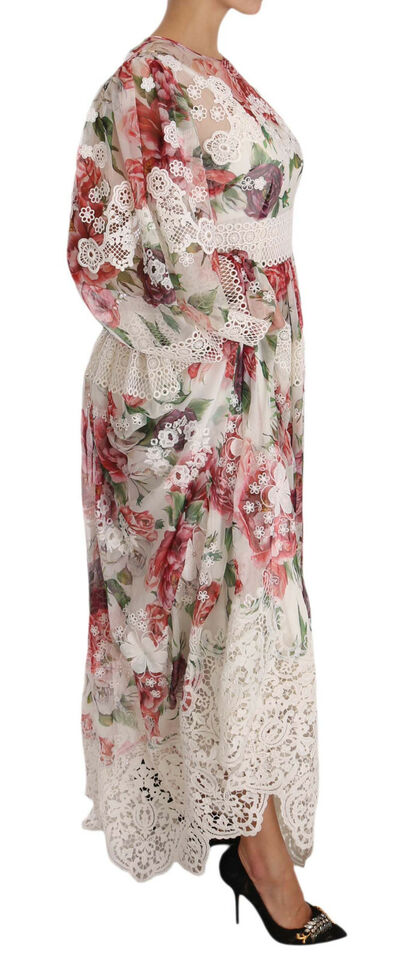 Multicolor Floral Silk Maxi A-Line Shift Dress