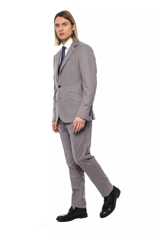 Elegant Gray Italian Wool Suit