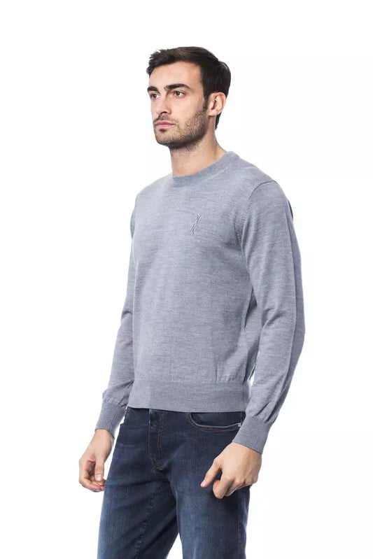 Embroidered Merino Wool Crew Neck Sweater