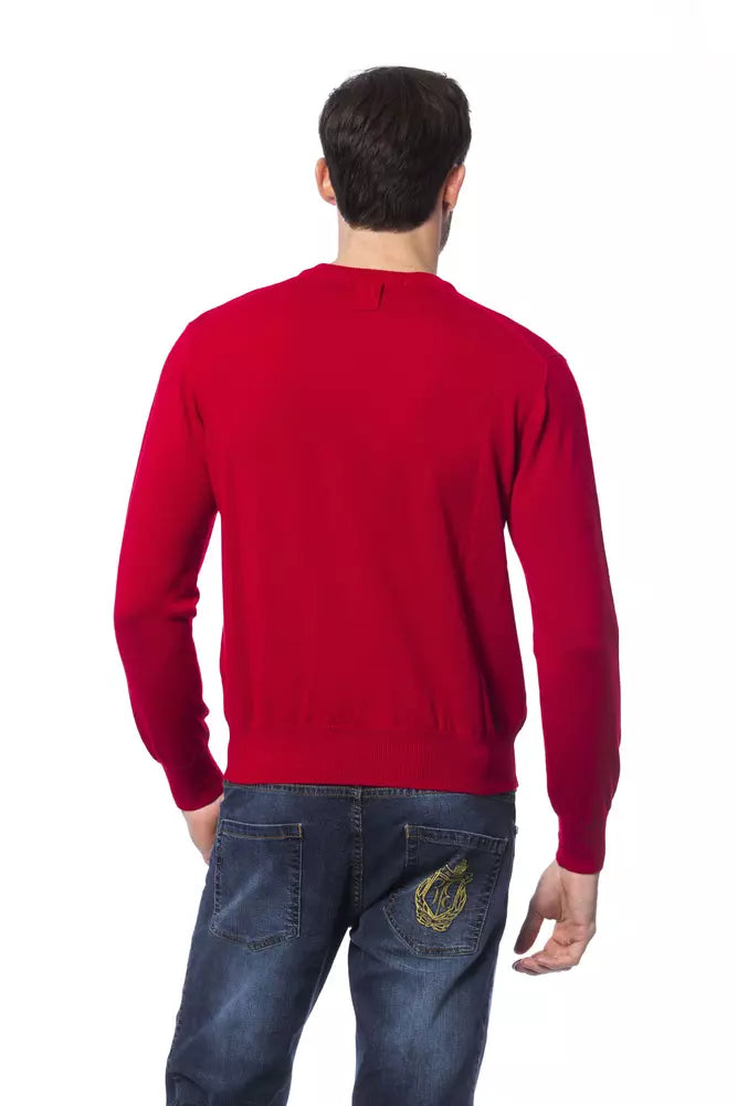 Embroidered Merino Wool Crew Neck Sweater