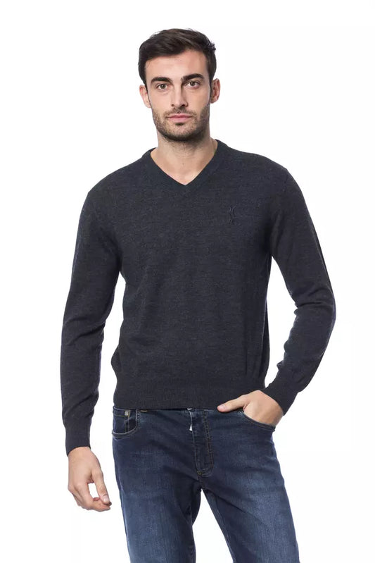 Embroidered Merino Wool Crew Neck Sweater