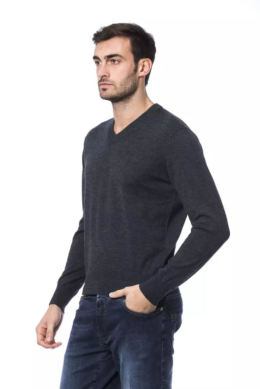 Embroidered Merino Wool Crew Neck Sweater