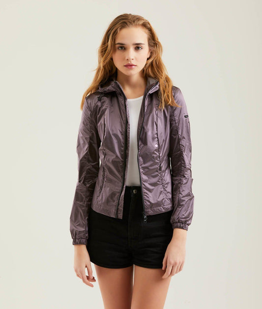 Sleek Ultra-Light Metallic Nylon Jacket