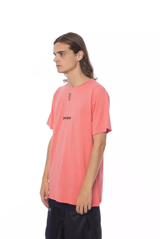 Elegant Pink Round Neck Cotton Tee