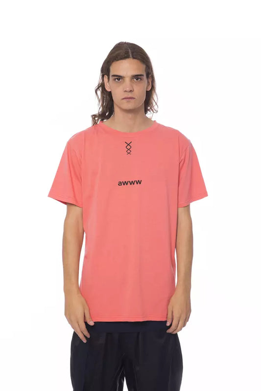 Elegant Pink Round Neck Cotton Tee