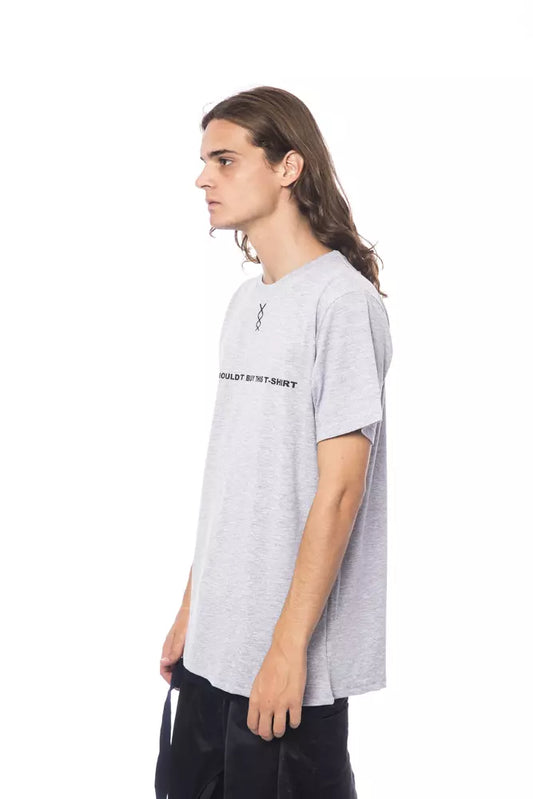 Sleek Gray Round Neck Cotton Tee