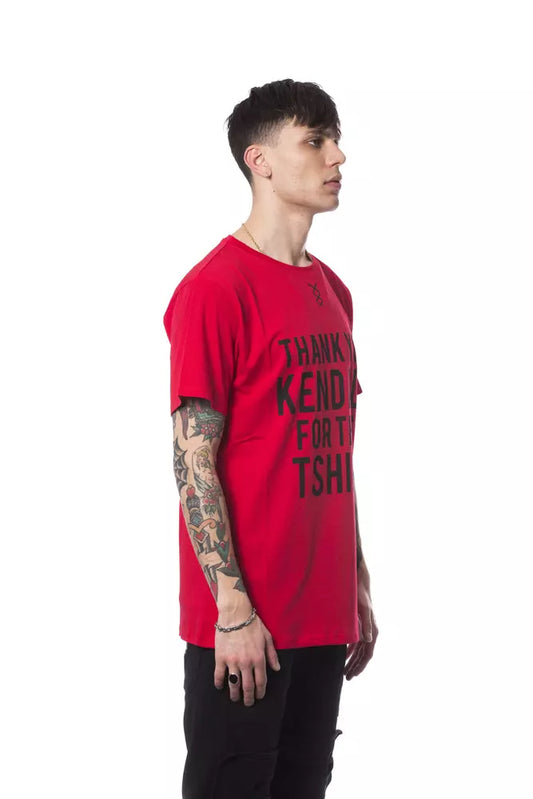 Elegant Red Round Neck Printed Tee