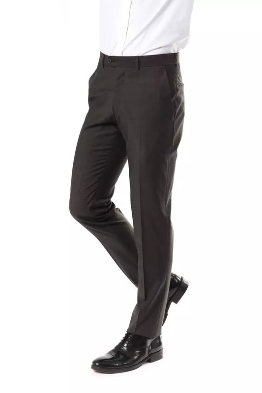 Elegant Gray Woolen Suit Pants - Drop 7