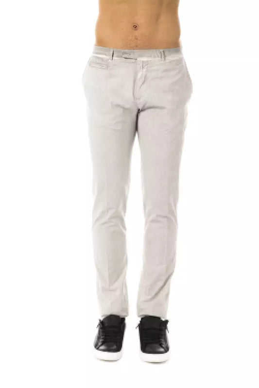 Sleek Gray Casual Fit Cotton Pants for Men