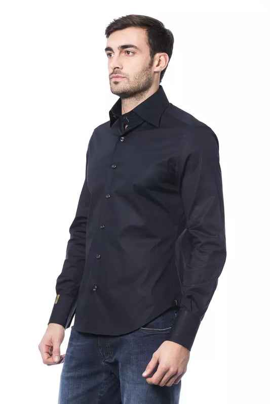 Elegant Monogram Blue Shirt for Men