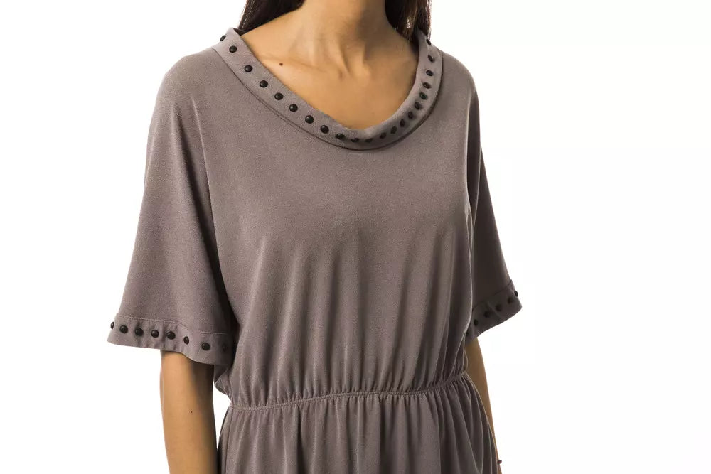 Elegant Gray Open Round Neck Tee