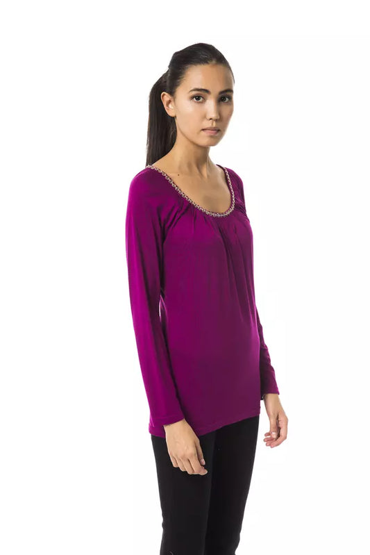 Chic Purple Long Sleeve Round Neck Tee