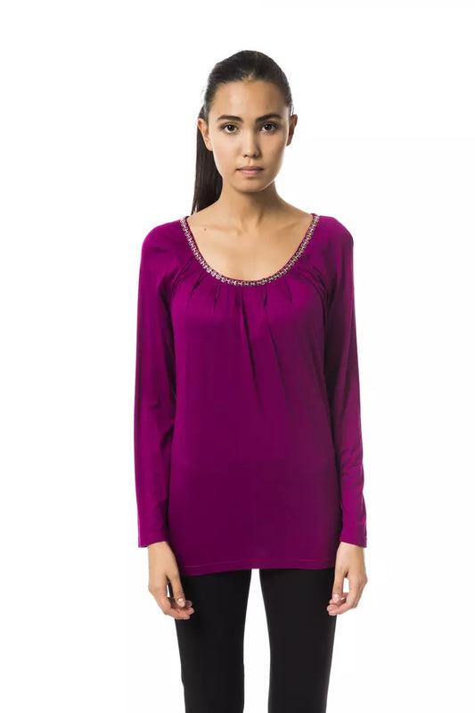 Chic Purple Long Sleeve Round Neck Tee