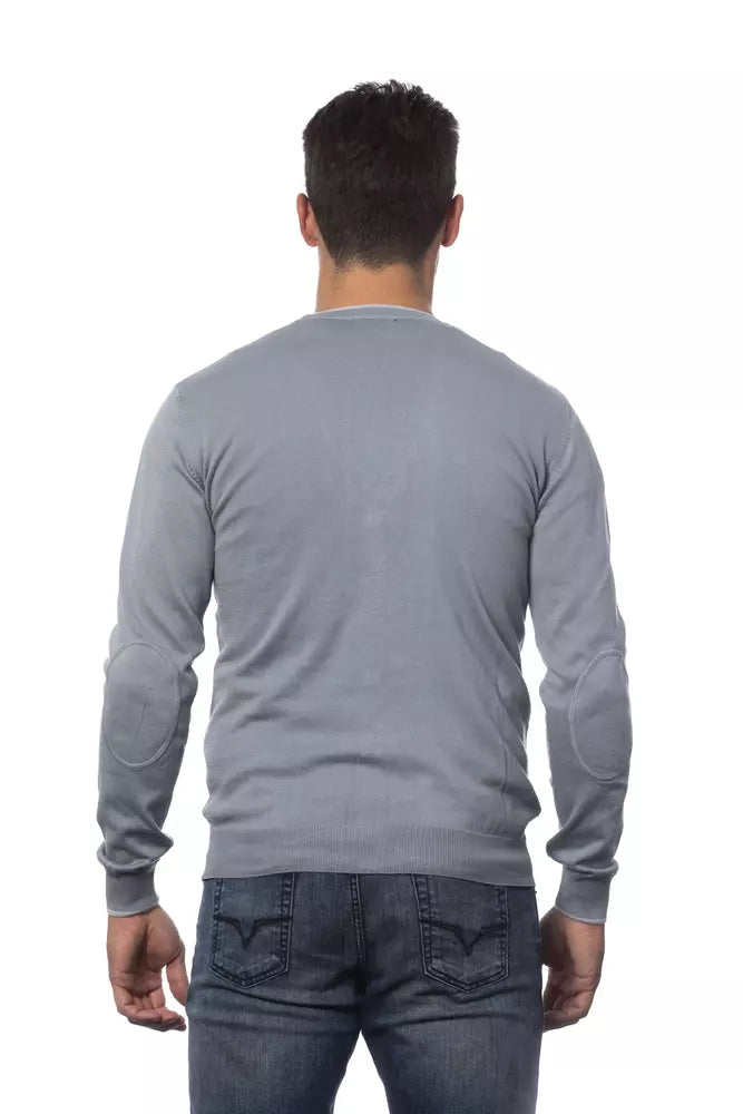 Elegant Gray Cotton Cardigan for Men