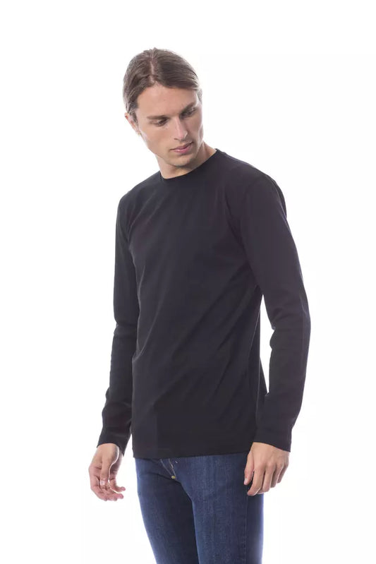 Elegant Black Cotton Long Sleeve T-Shirt