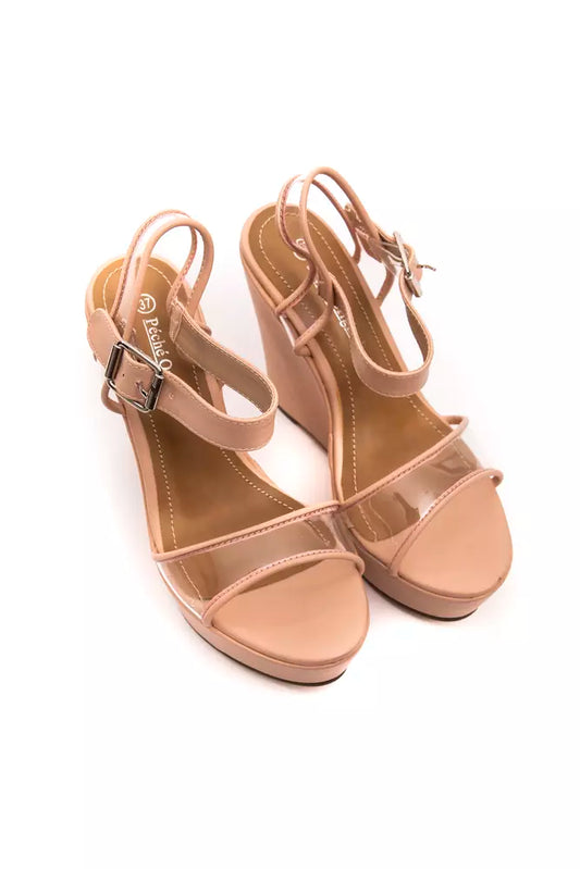 Elevated Beige Platform Sandals with Transparent Band