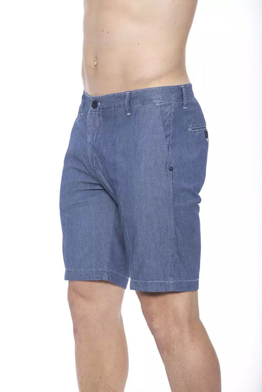 Chic Blue Cotton Bermuda Shorts for Men