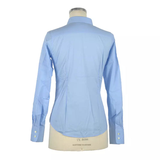 Elegant Light Blue Slim Fit Blouse