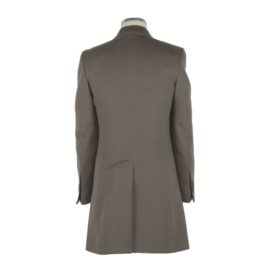 Elegant Italian Wool Coat in Rich Brown Hue